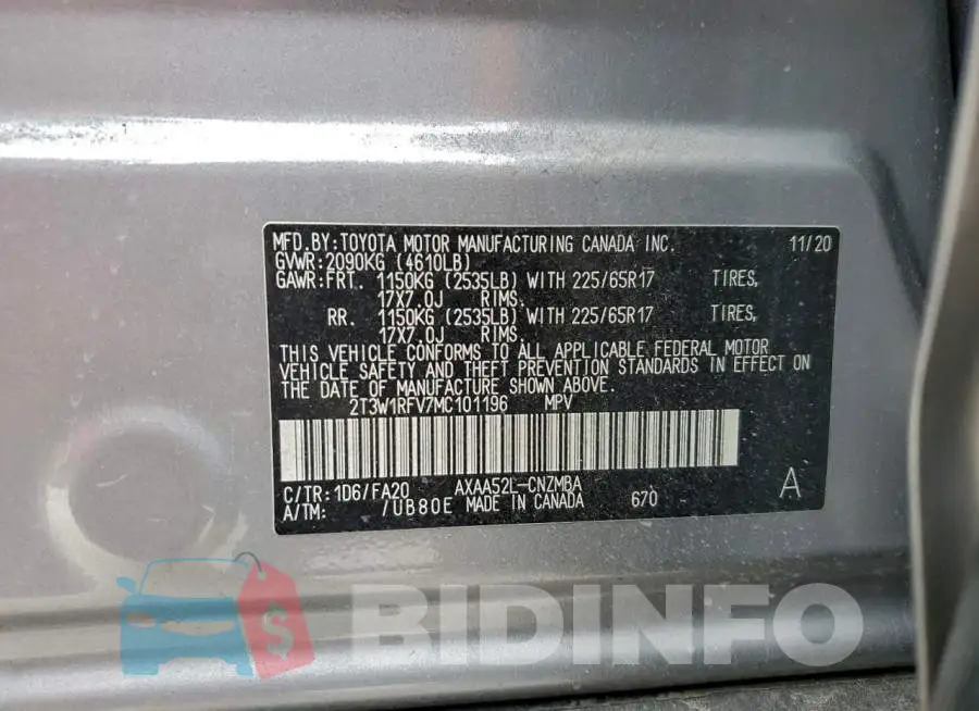 2T3W1RFV7MC101196 Photo# 13