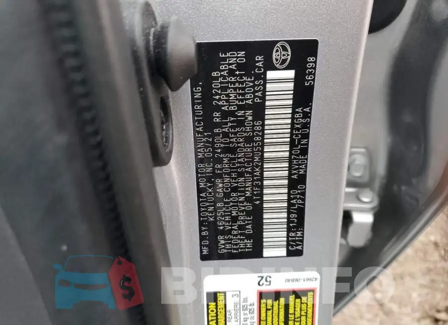 4T1F31AK2MU558286 Photo# 12