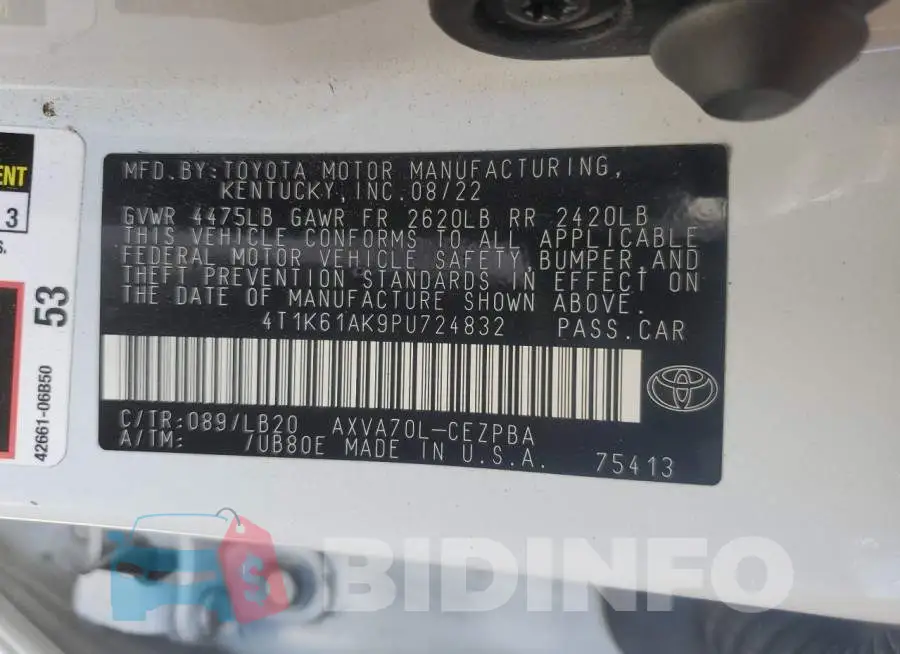 4T1K61AK9PU724832 Photo# 12