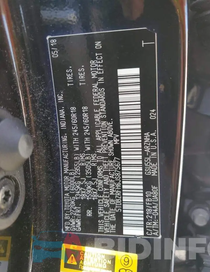 5TDBZRFH6JS875677 Photo# 14