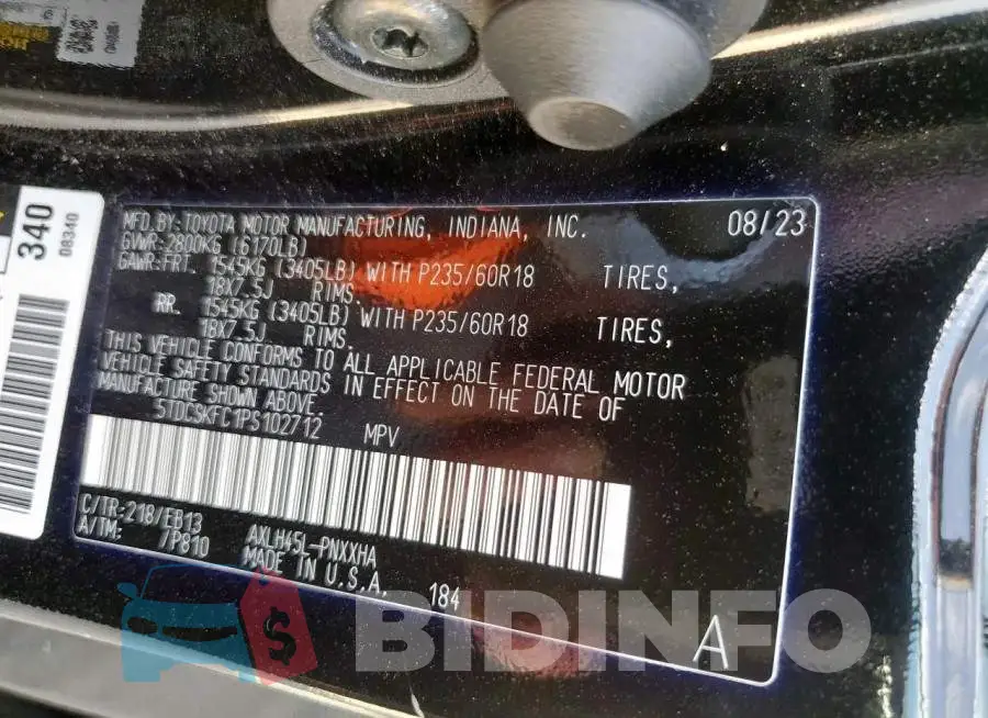 5TDCSKFC1PS102712 Photo# 12