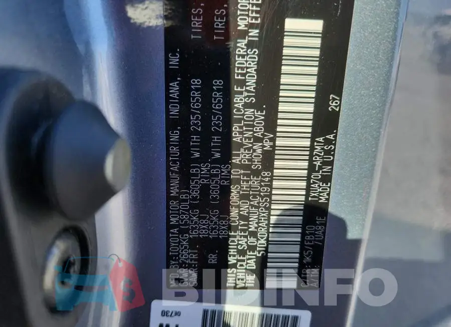 5TDKDRAHXPS519148 Photo# 14