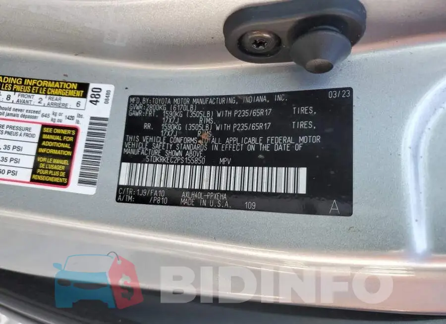 5TDKRKEC2PS155850 Photo# 13