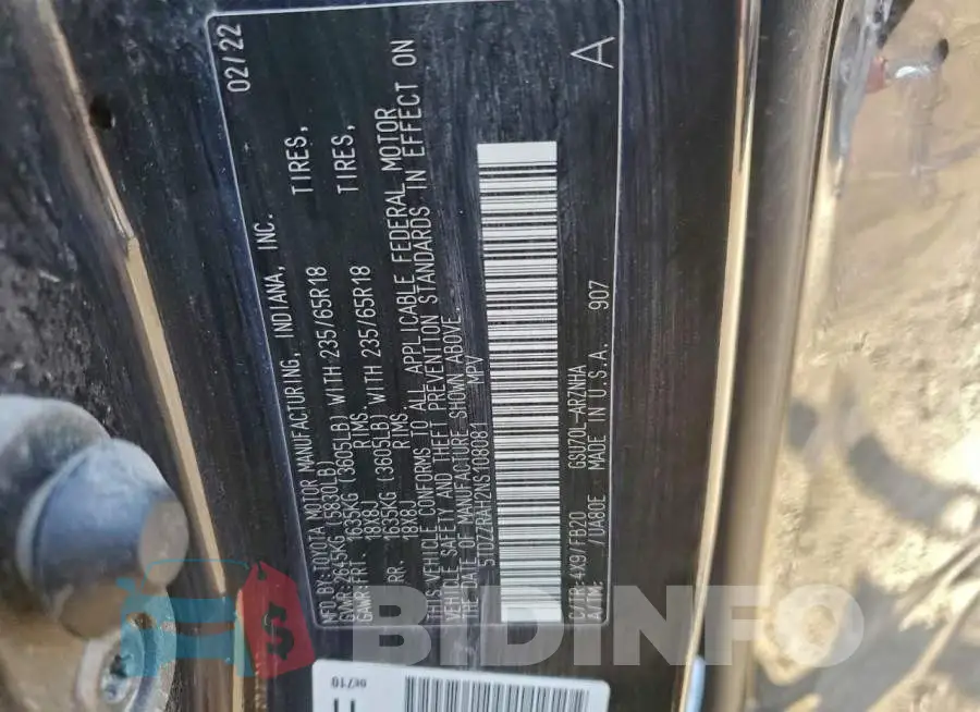 5TDZZRAH2NS108081 Photo# 13