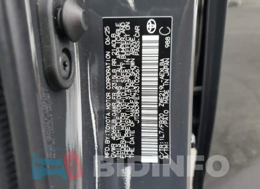 JTDBCMFE7S3102567 Photo# 12