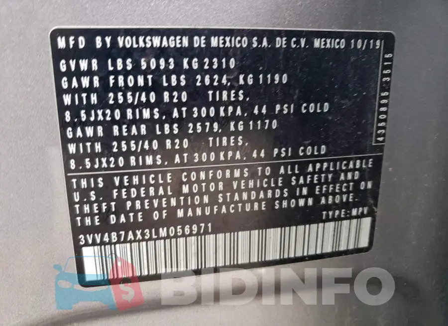 3VV4B7AX3LM056971 Photo# 13