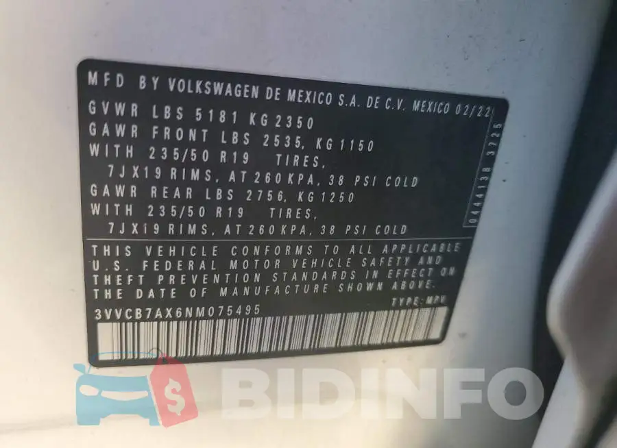 3VVCB7AX6NM075495 Photo# 13