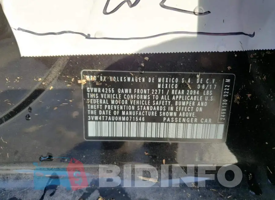3VW4T7AU0HM071546 Photo# 12