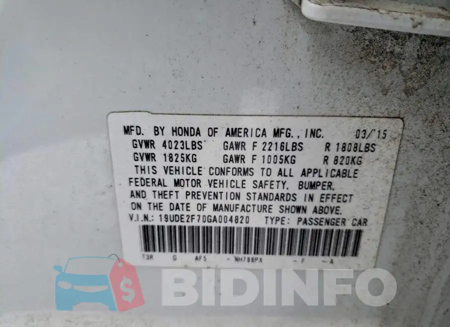 19UDE2F70GA004820 Photo# 13