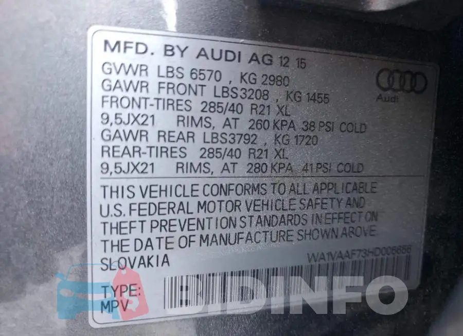 WA1VAAF73HD005656 Photo# 14