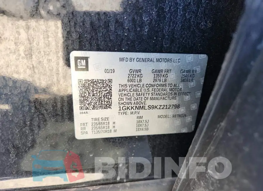 1GKKNMLS9KZ212798 Photo# 13