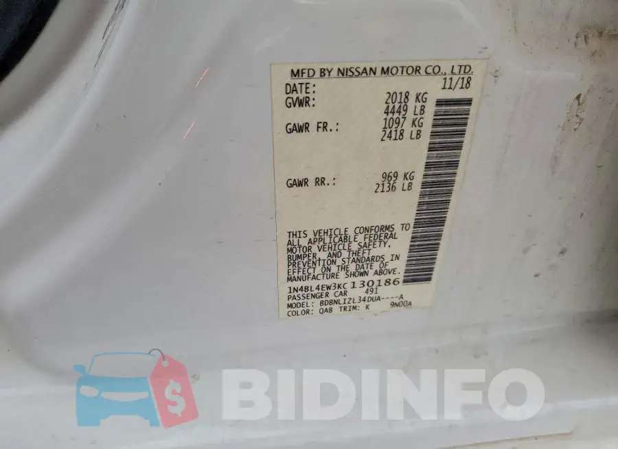 1N4BL4EW3KC130186 Photo# 12