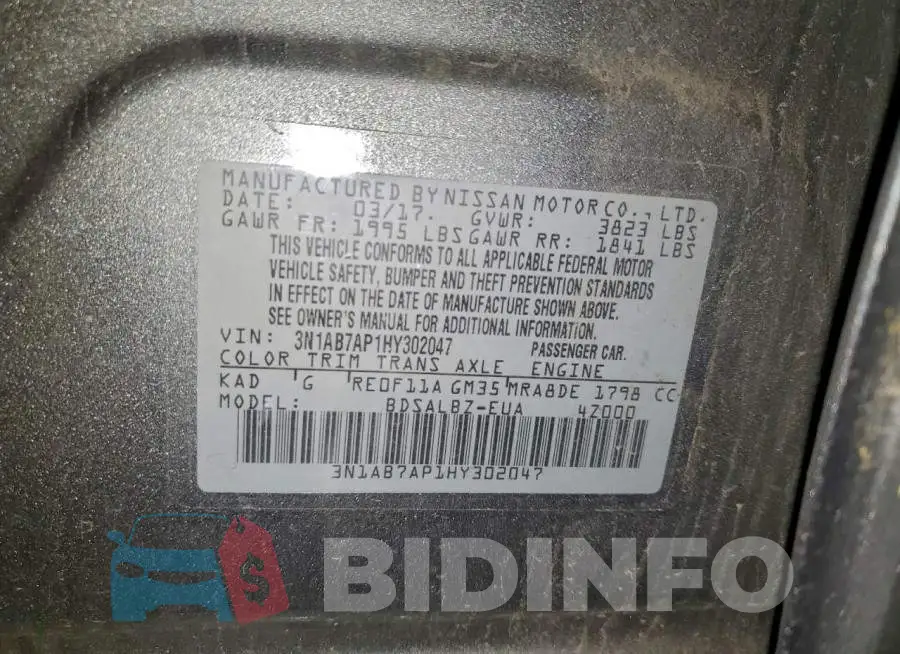 3N1AB7AP1HY302047 Photo# 13