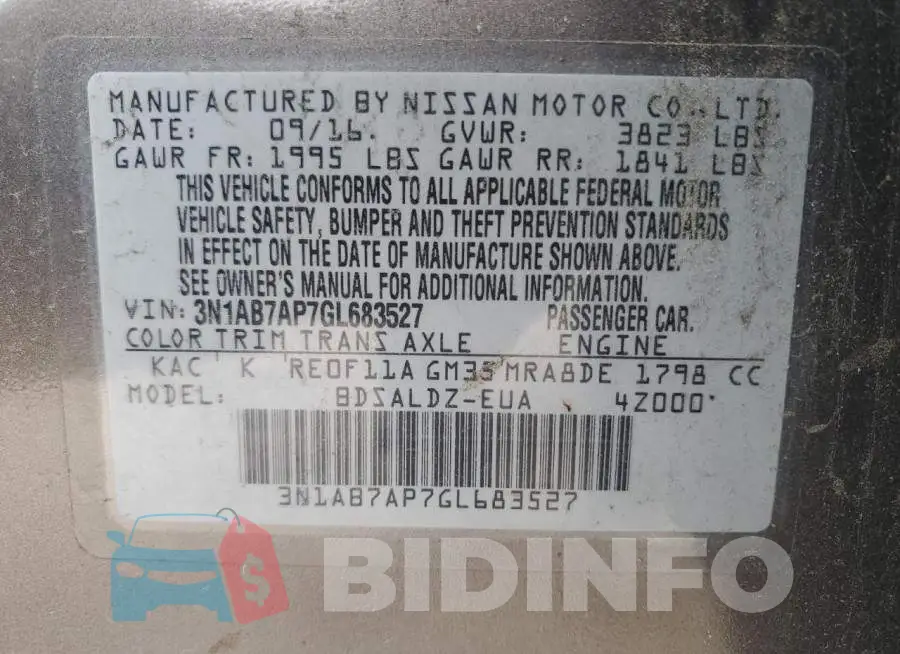 3N1AB7AP7GL683527 Photo# 12