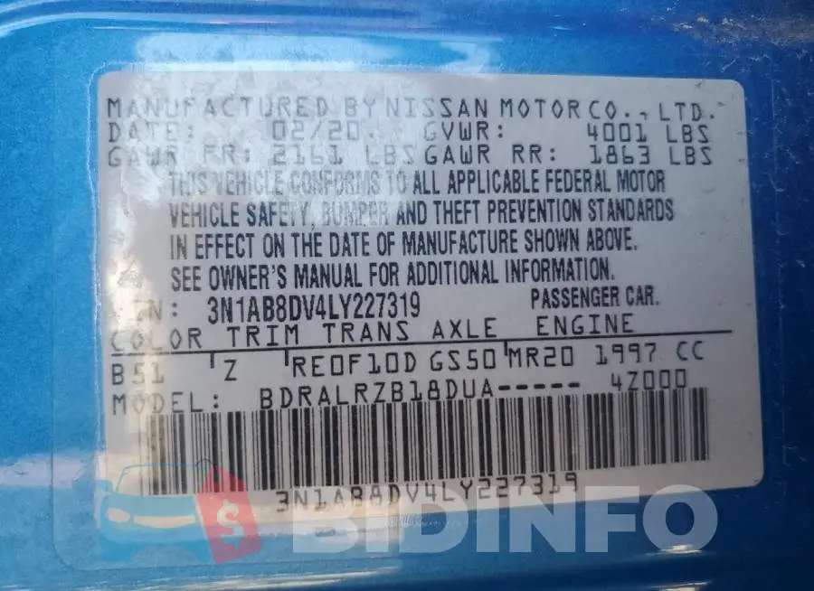 3N1AB8DV4LY227319 Photo# 12