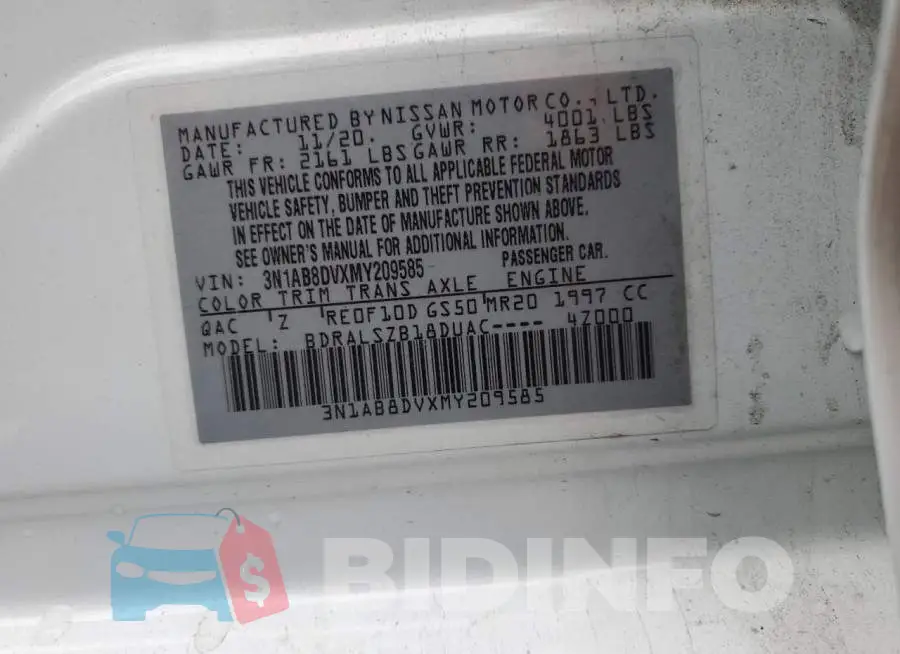 3N1AB8DVXMY209585 Photo# 12