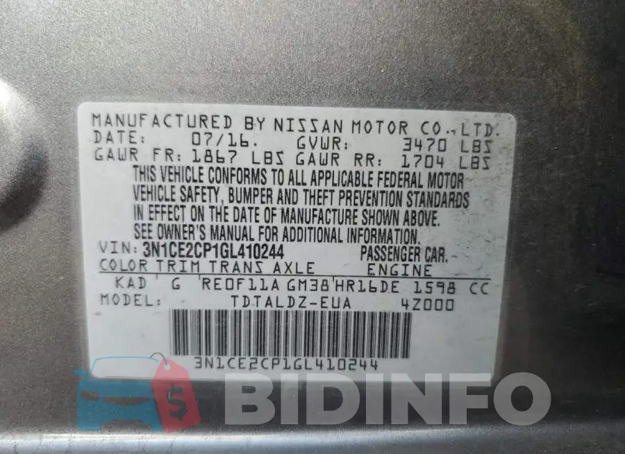 3N1CE2CP1GL410244 Photo# 12