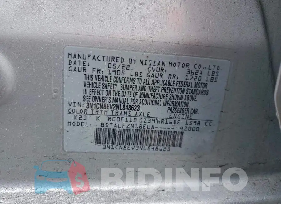 3N1CN8EV2NL848623 Photo# 13