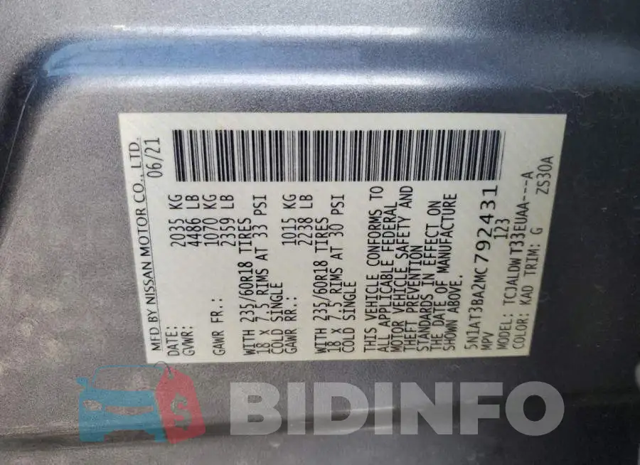5N1AT3BA2MC792431 Photo# 13