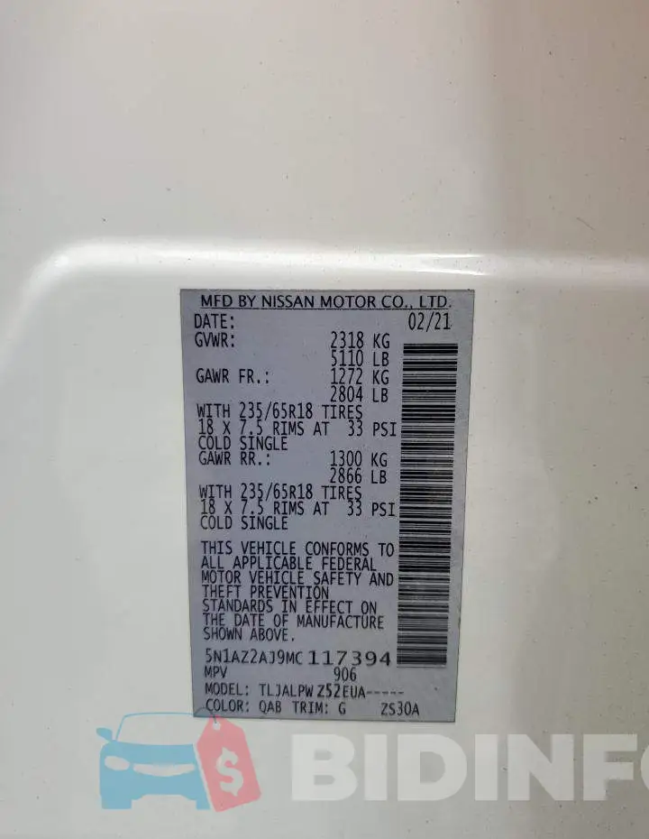 5N1AZ2AJ9MC117394 Photo# 12