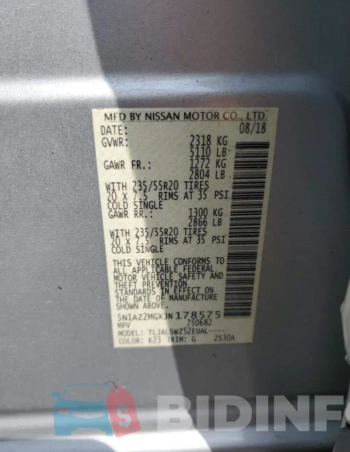 5N1AZ2MGXJN178575 Photo# 13