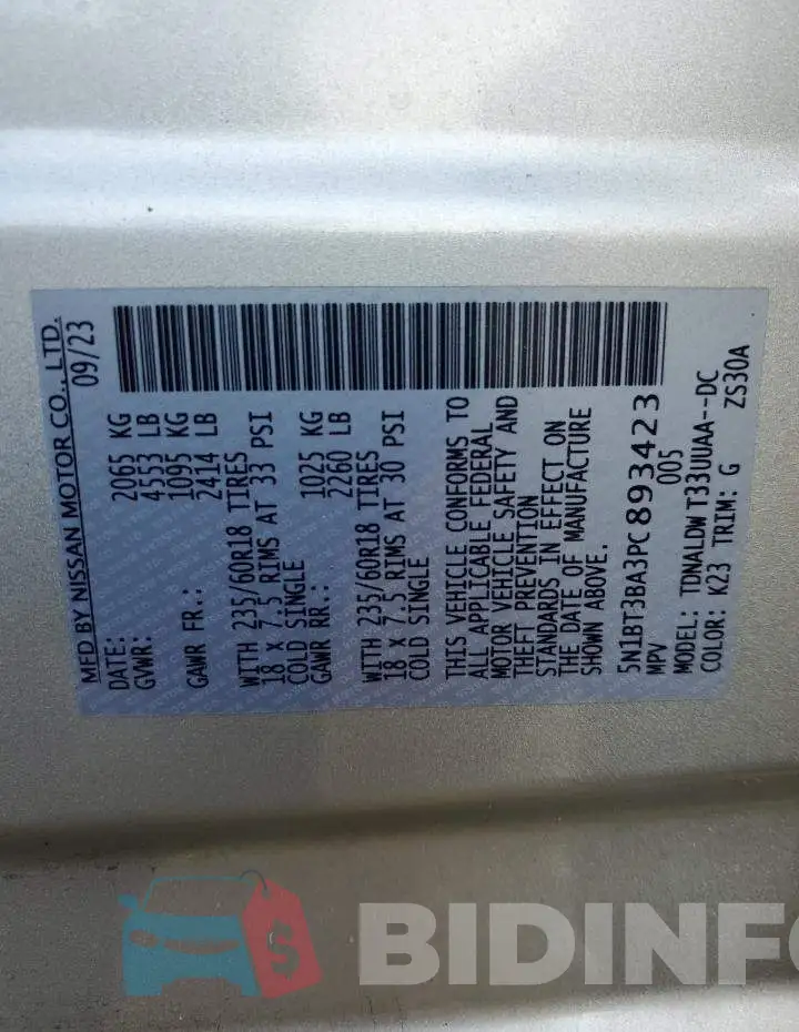5N1BT3BA3PC893423 Photo# 13