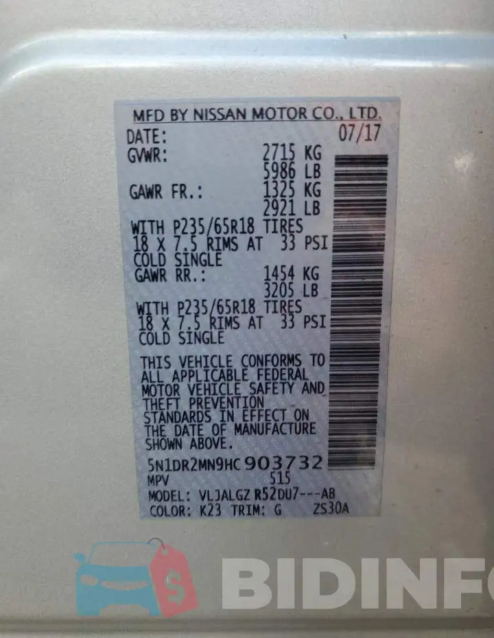 5N1DR2MN9HC903732 Photo# 13