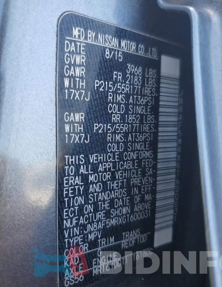 JN8AF5MRXGT600031 Photo# 14