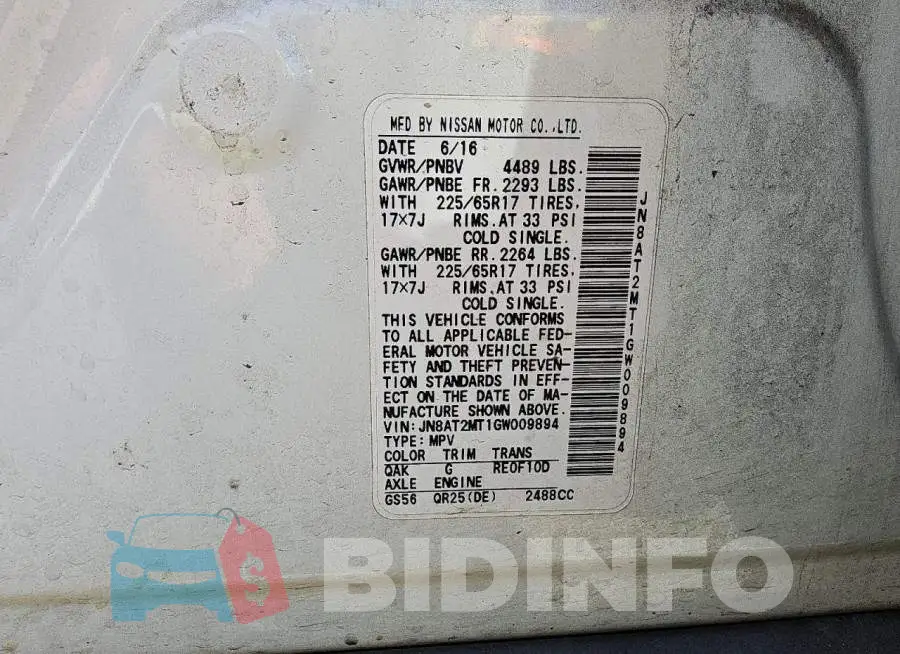 JN8AT2MT1GW009894 Photo# 13