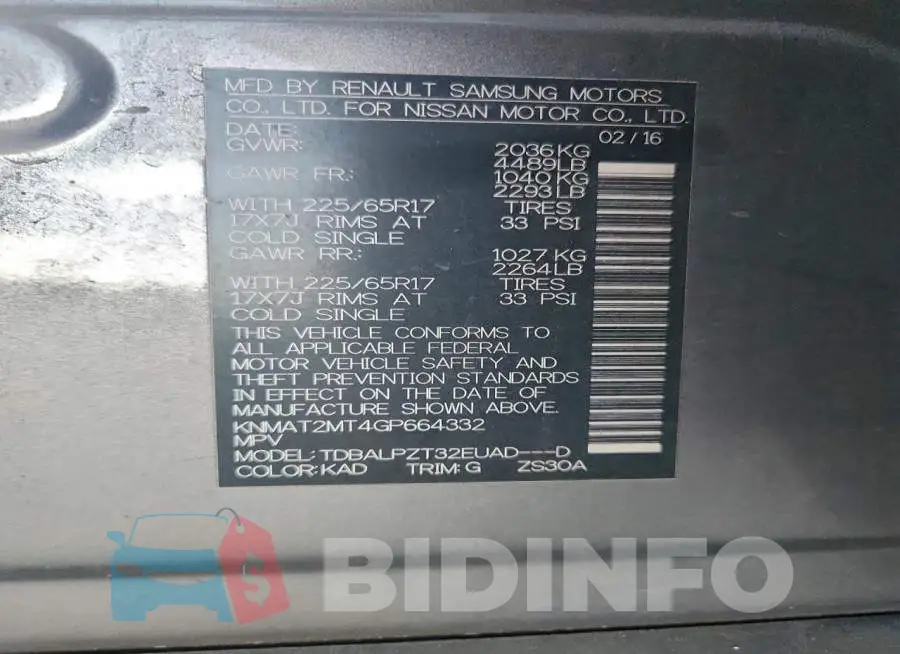 KNMAT2MT4GP664332 Photo# 14
