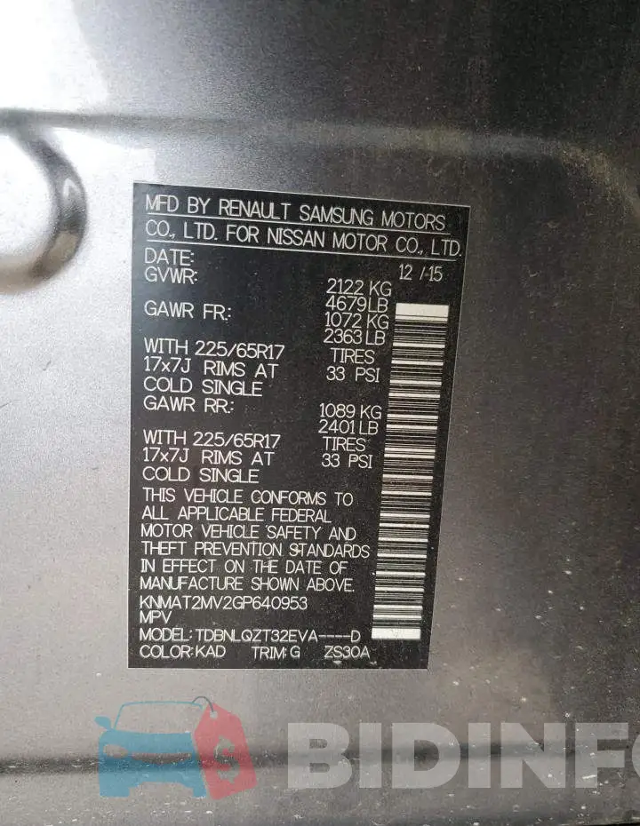 KNMAT2MV2GP640953 Photo# 12