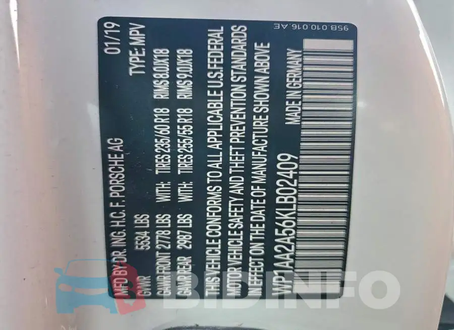 WP1AA2A56KLB02409 Photo# 13