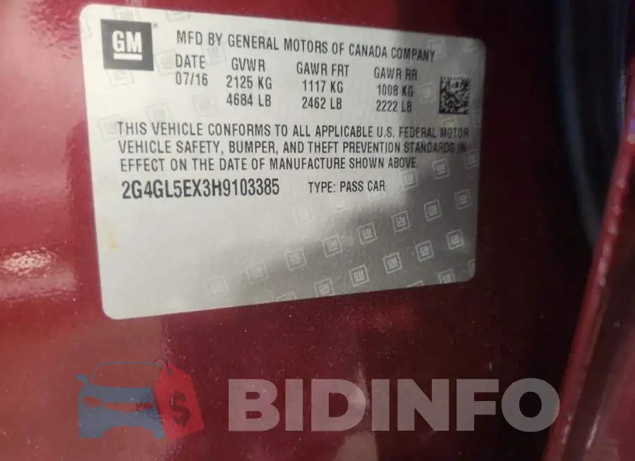 2G4GL5EX3H9103385 Photo# 13