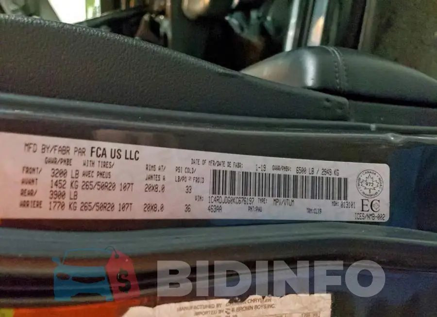 1C4RDJDG0KC676197 Photo# 13