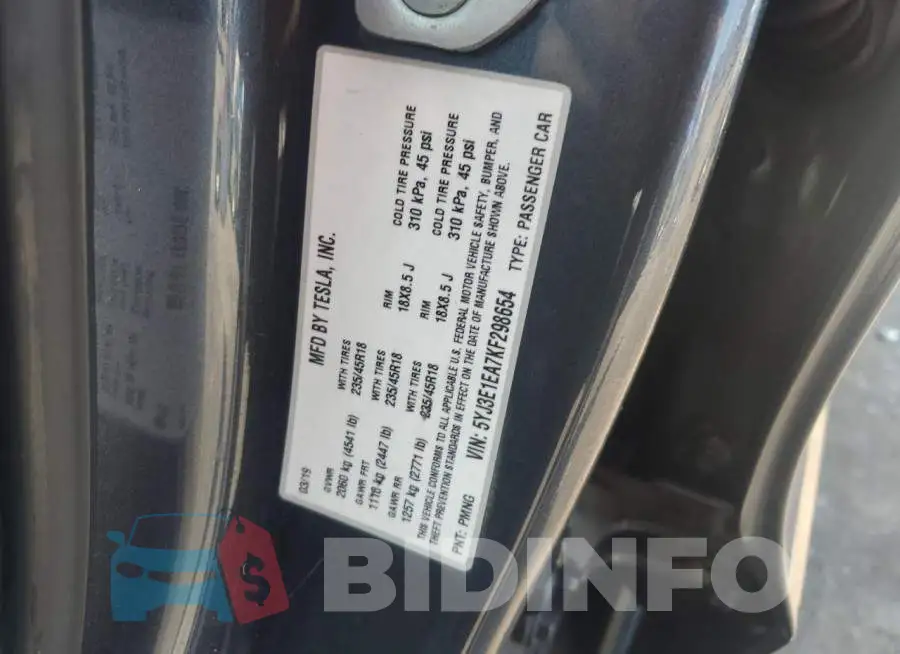 5YJ3E1EA7KF298654 Photo# 12