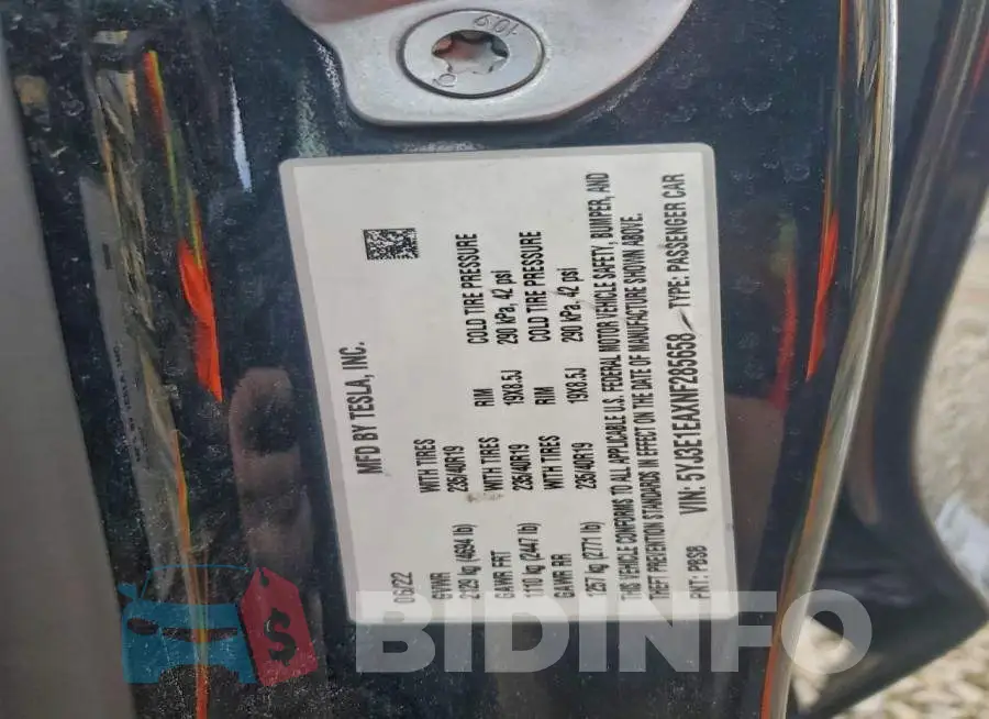5YJ3E1EAXNF285658 Photo# 12