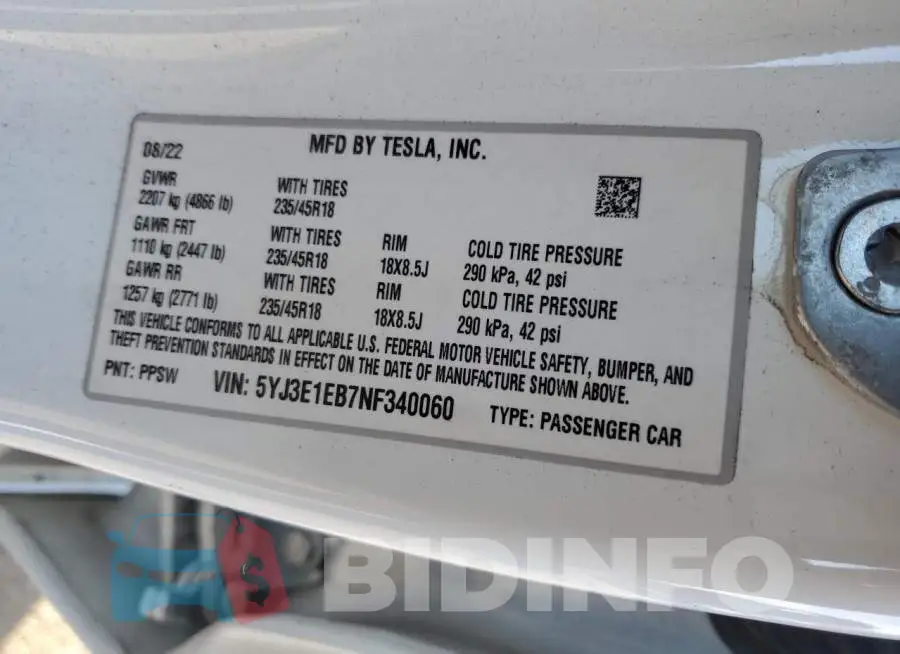 5YJ3E1EB7NF340060 Photo# 13