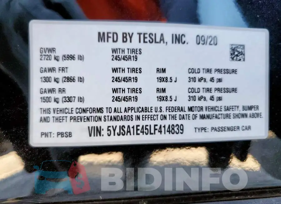 5YJSA1E45LF414839 Photo# 14