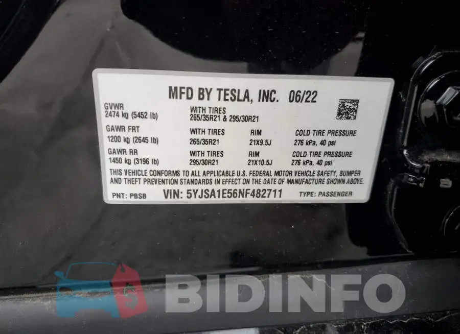 5YJSA1E56NF482711 Photo# 12