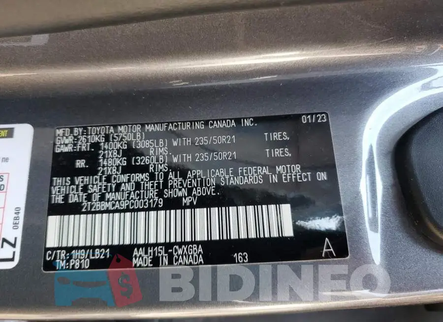 2T2BBMCA9PC003179 Photo# 13