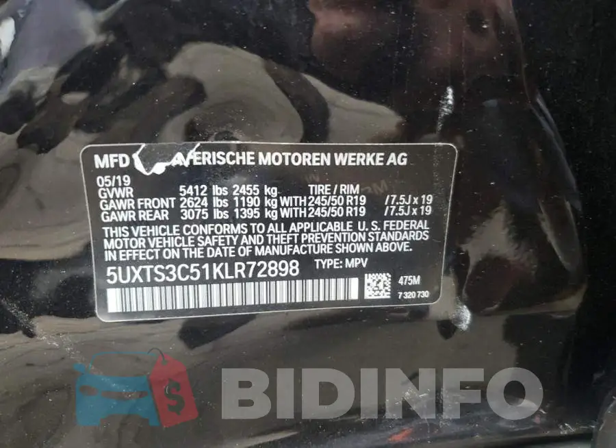 5UXTS3C51KLR72898 Photo# 13