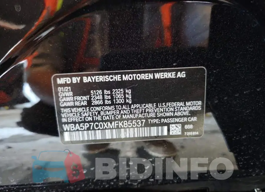 WBA5P7C0XMFK85537 Photo# 12