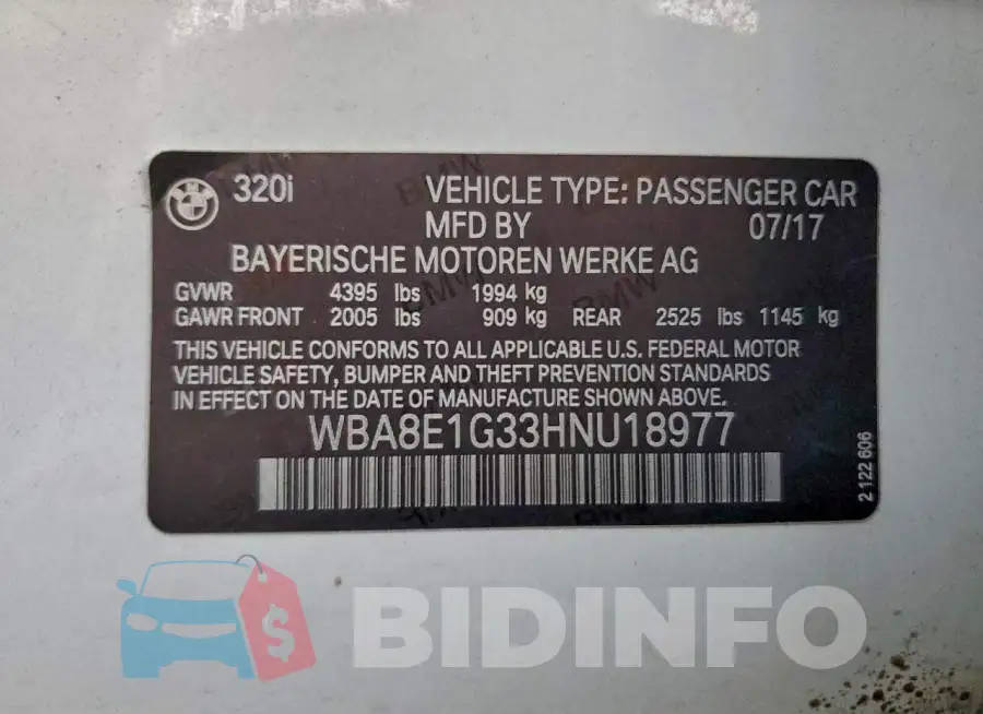 WBA8E1G33HNU18977 Photo# 12