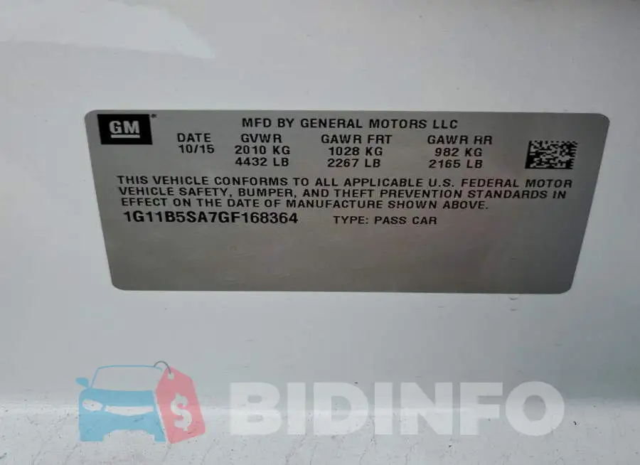1G11B5SA7GF168364 Photo# 12