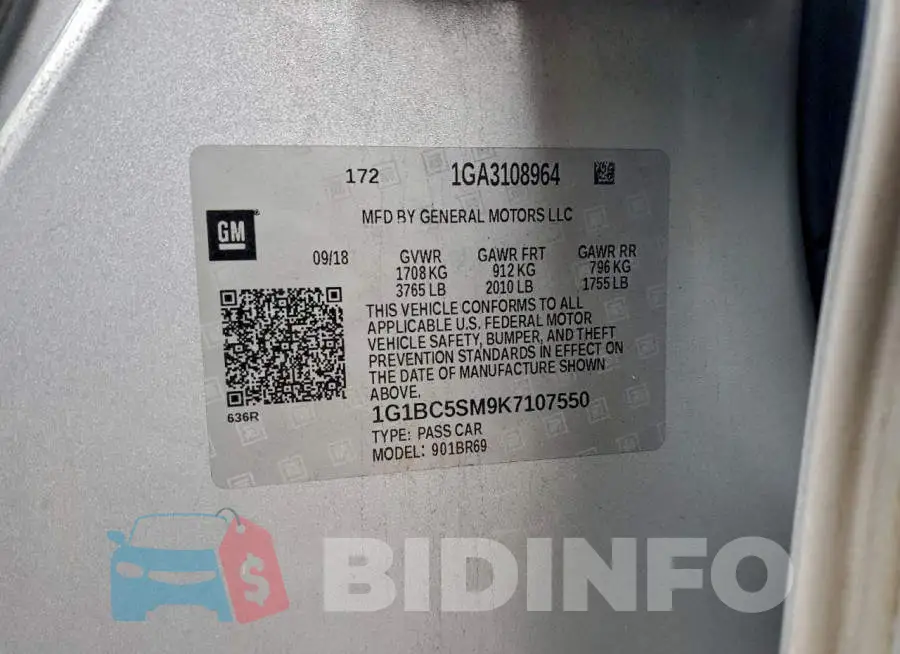 1G1BC5SM9K7107550 Photo# 12