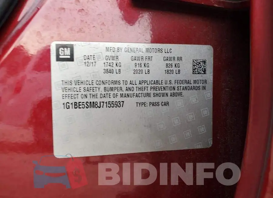 1G1BE5SM8J7155937 Photo# 12