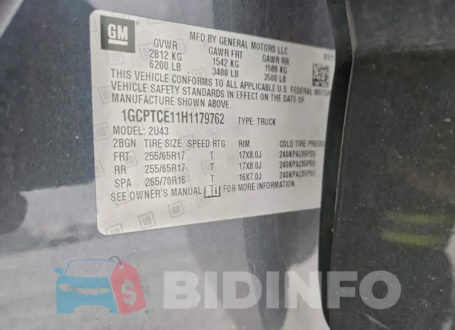 1GCPTCE11H1179762 Photo# 12