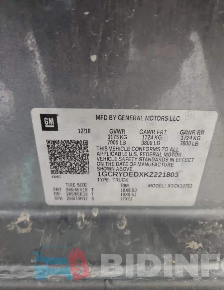 1GCRYDEDXKZ221803 Photo# 12