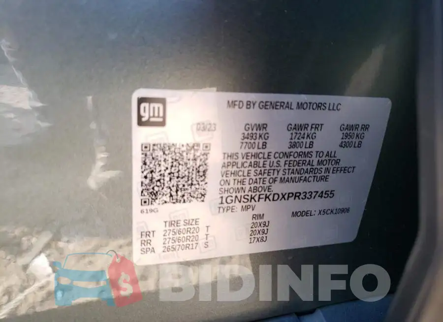 1GNSKFKDXPR337455 Photo# 13