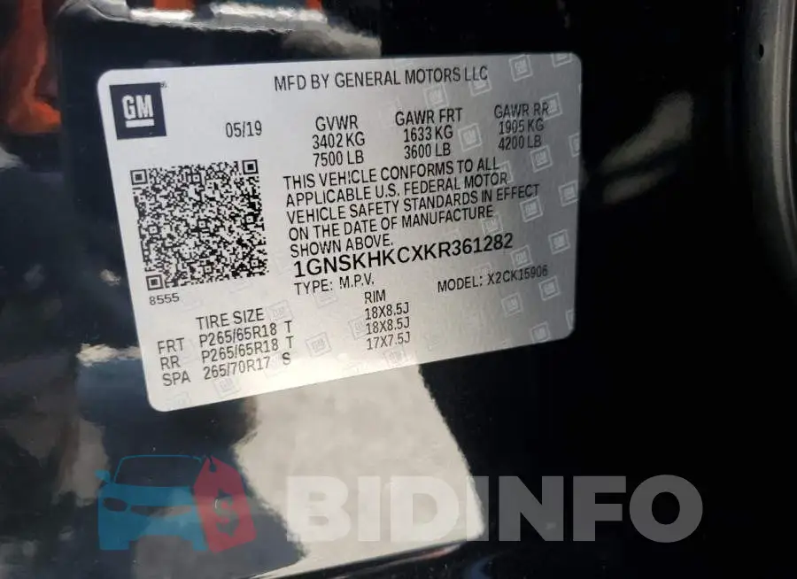1GNSKHKCXKR361282 Photo# 13